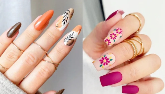 Estado de ánimo "otoño": 10 hermosos ejemplos de manicura con estampados florales, con hojas, bayas y flores. Estado de ánimo "otoño": 10 hermosos ejemplos de manicura con estampados florales, con hojas, bayas y flores.