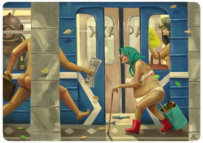 Este mundo loco en los dibujos irónicos del ilustrador Dmitry Korotchenko