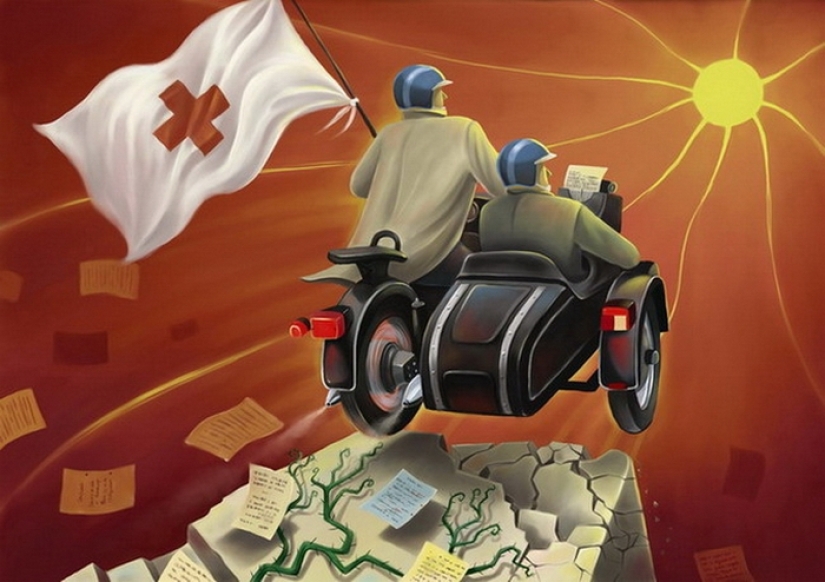 Este mundo loco en los dibujos irónicos del ilustrador Dmitry Korotchenko