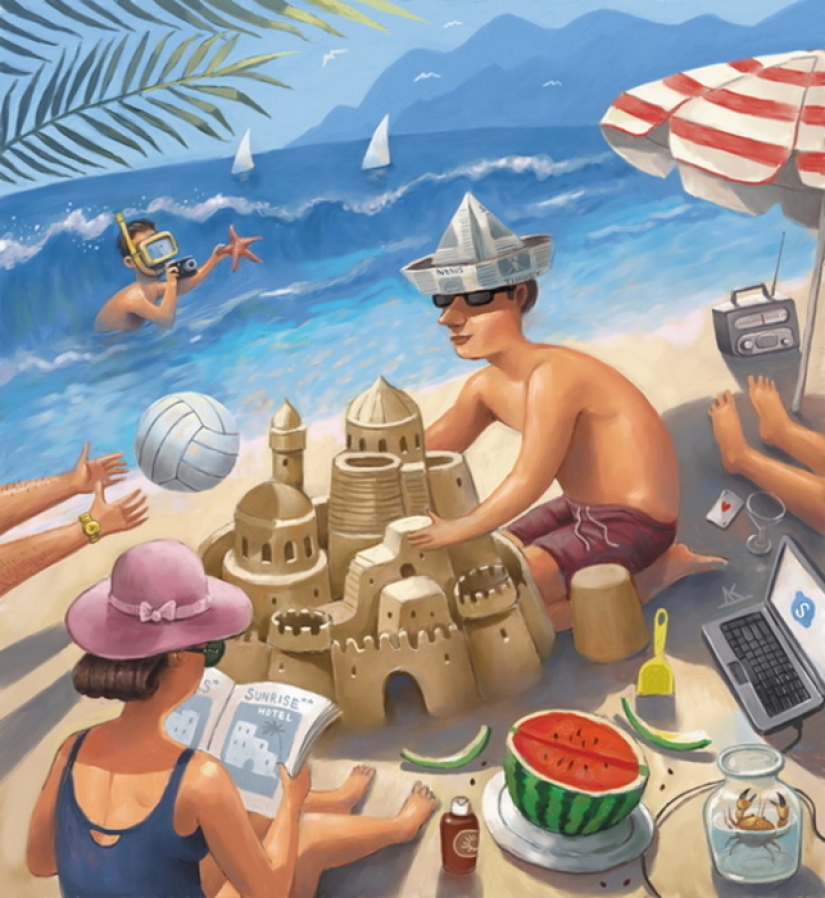 Este mundo loco en los dibujos irónicos del ilustrador Dmitry Korotchenko