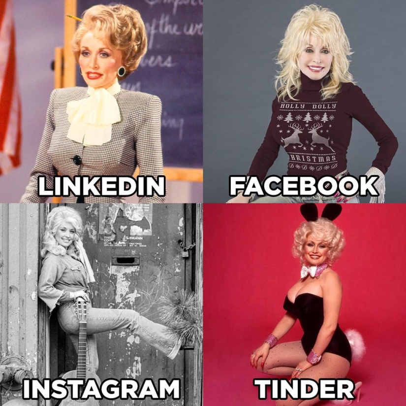 Facebook Instagram and Tinder: How people look on different social networks: everyone compares their photos on LinkedIn, Facebook, Instagram and Tinder