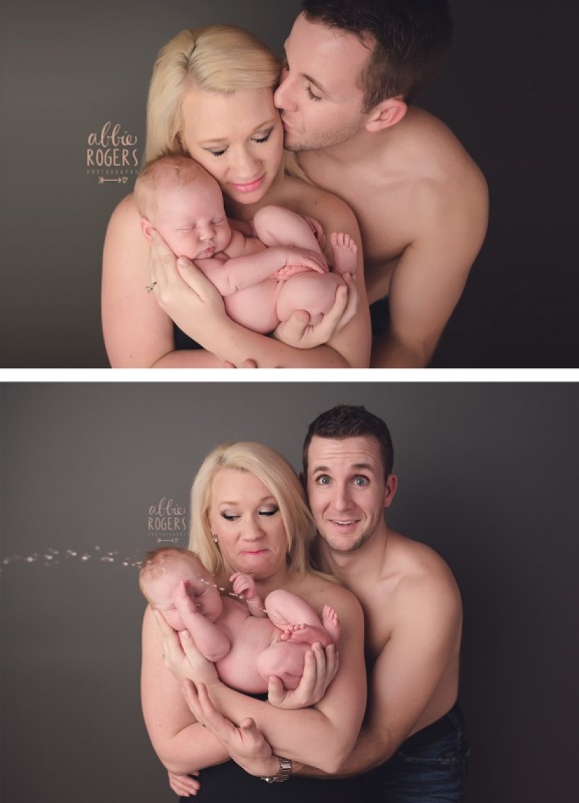 Family photo shoots that were unexpectedly spoiled... by the call of nature