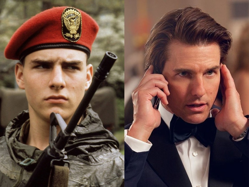 Famous actors in their first films and now