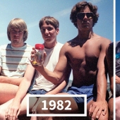 Five school friends have been repeating the same photo for more than 30 years