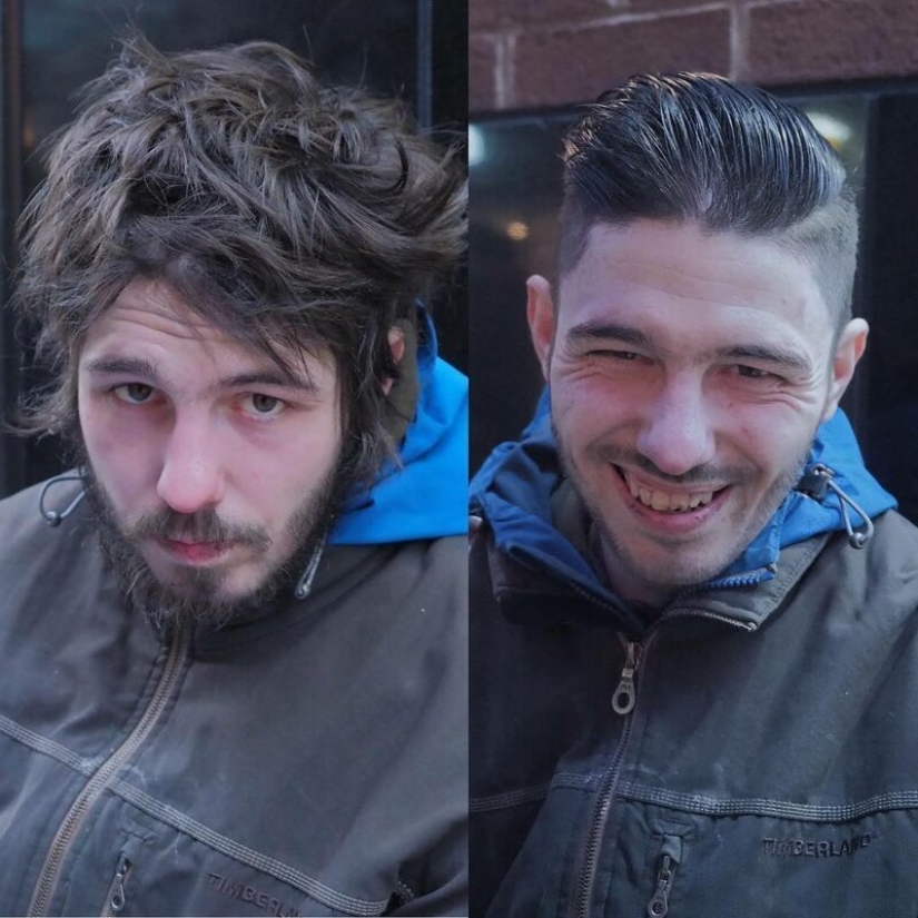Free haircuts for the homeless: a barber turns tramps into real beauties Free haircuts for the homeless: a barber turns tramps into real beauties