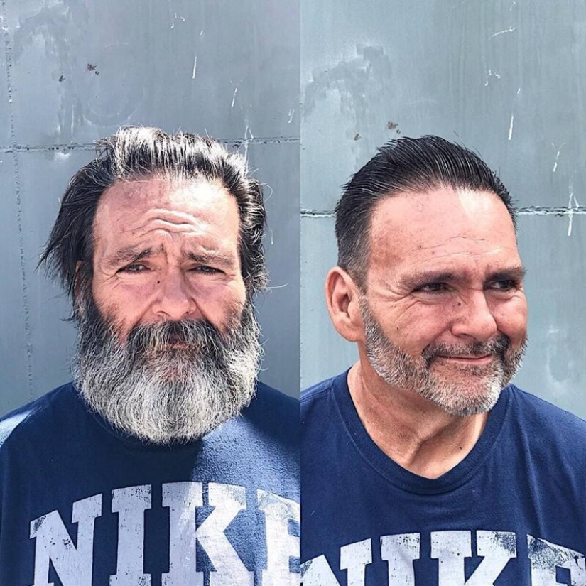 Free haircuts for the homeless: a barber turns tramps into real beauties Free haircuts for the homeless: a barber turns tramps into real beauties