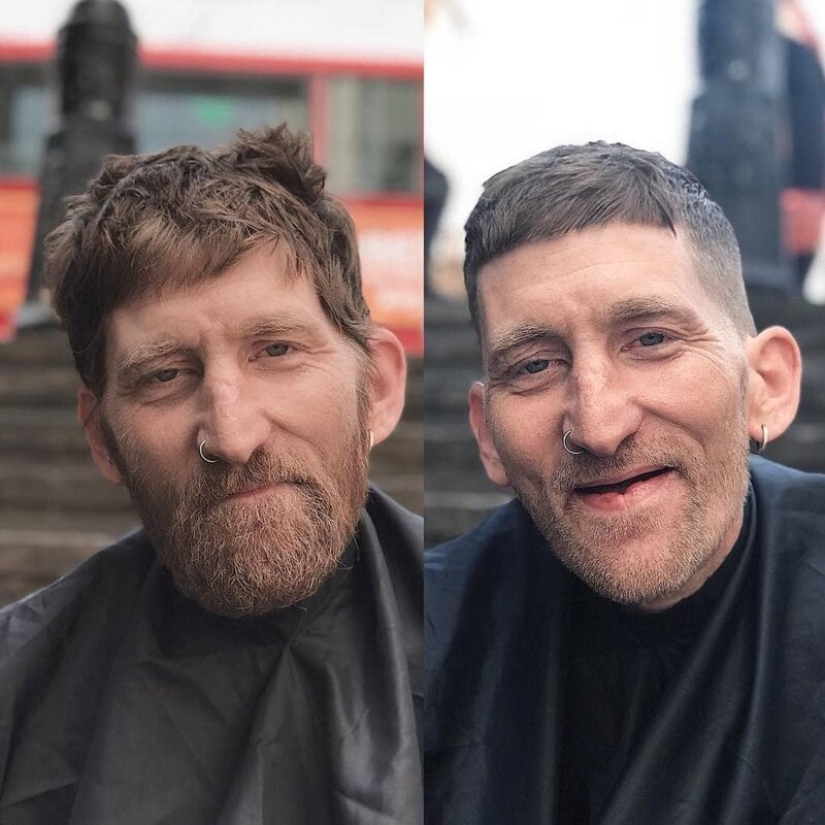 Free haircuts for the homeless: a barber turns tramps into real beauties Free haircuts for the homeless: a barber turns tramps into real beauties