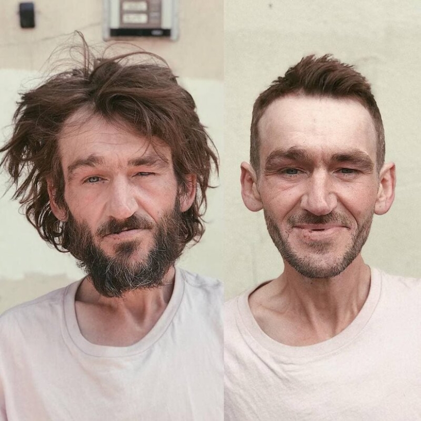 Free haircuts for the homeless: a barber turns tramps into real beauties Free haircuts for the homeless: a barber turns tramps into real beauties