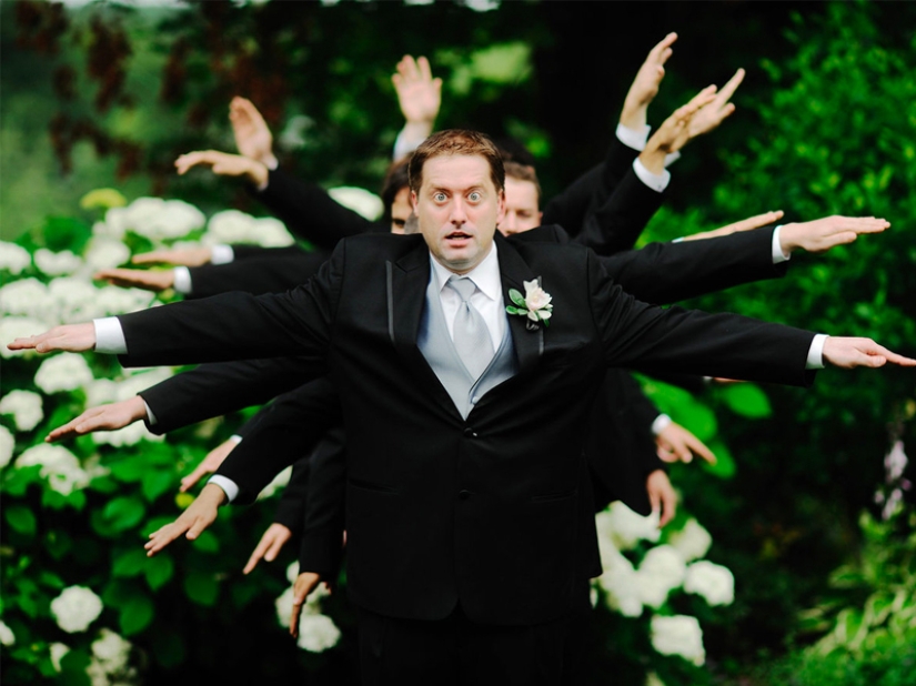 Funny wedding pictures with the participation of the groom's friends