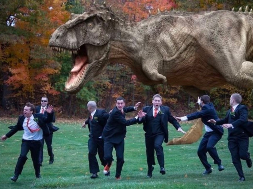 Funny wedding pictures with the participation of the groom's friends