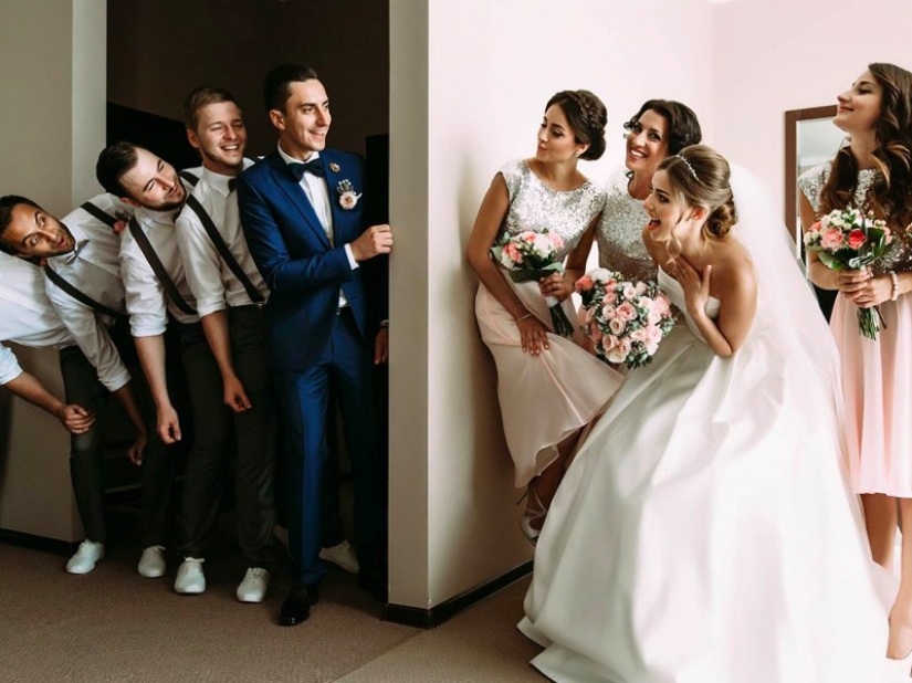 Funny wedding pictures with the participation of the groom's friends