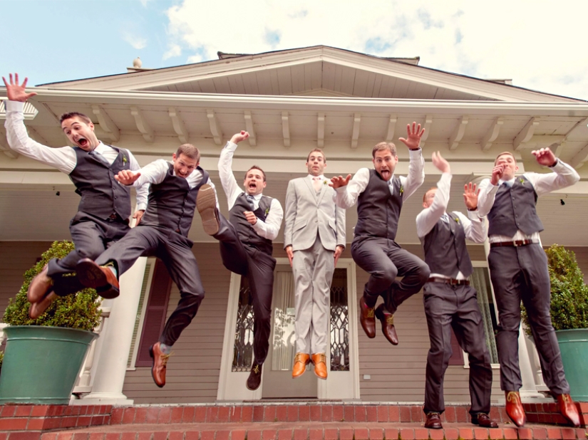Funny wedding pictures with the participation of the groom's friends