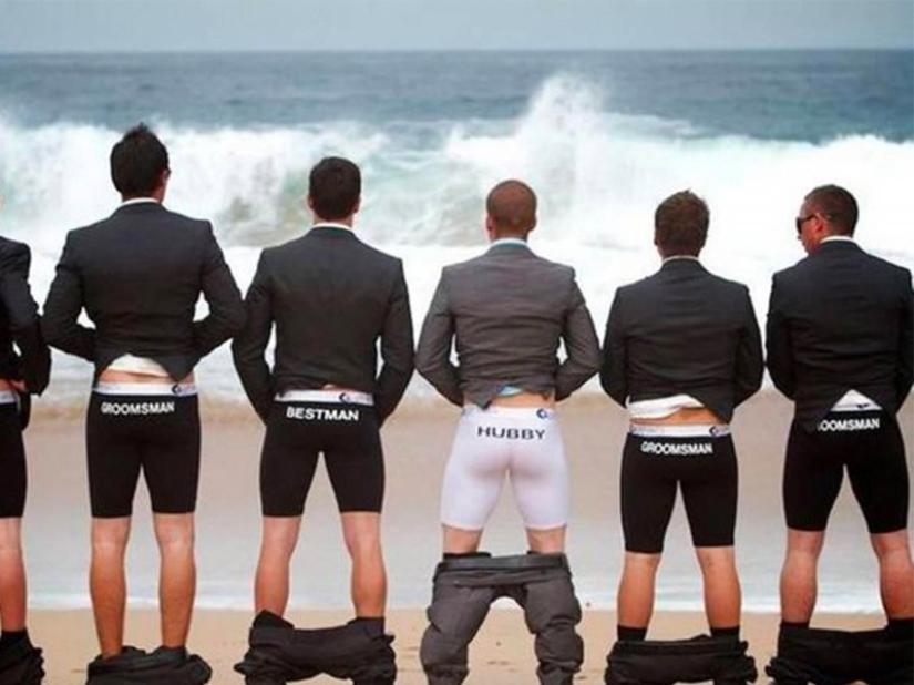Funny wedding pictures with the participation of the groom's friends