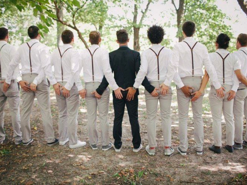 Funny wedding pictures with the participation of the groom's friends