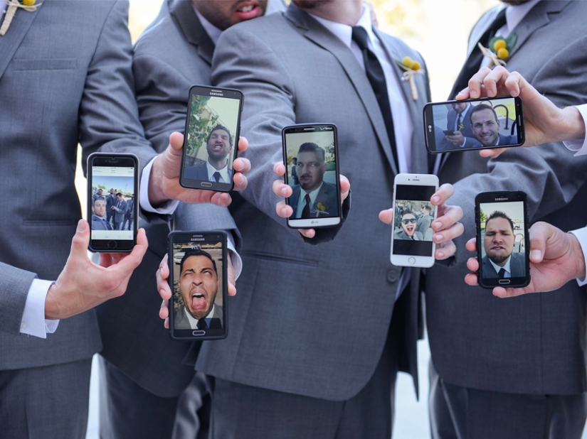 Funny wedding pictures with the participation of the groom's friends