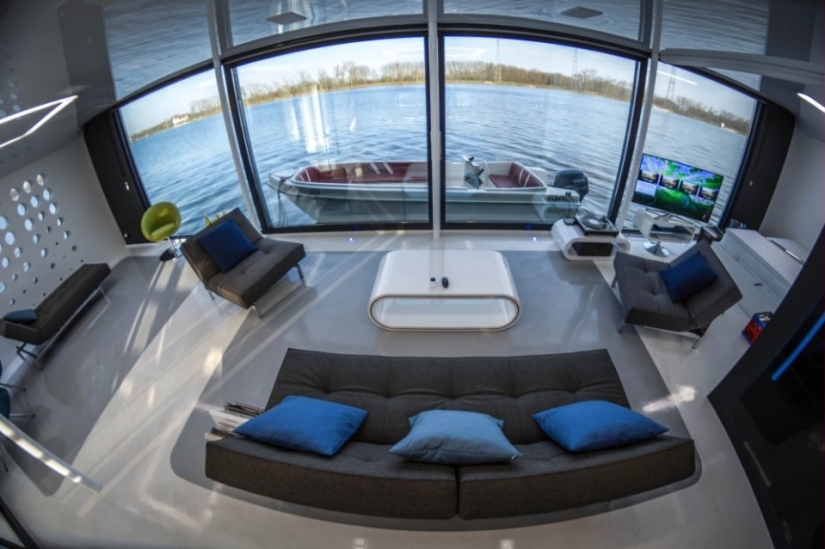 Futuristic house on the water