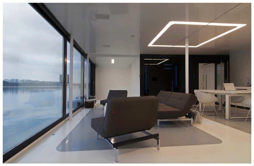 Futuristic house on the water