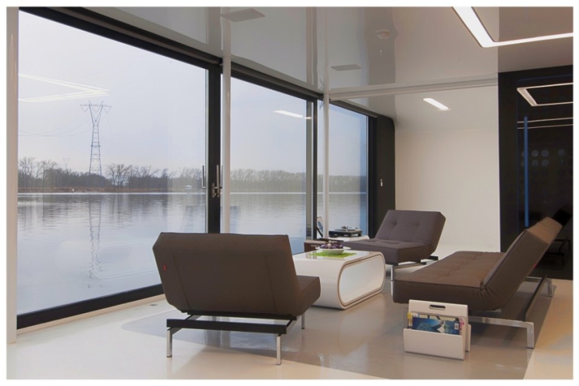 Futuristic house on the water