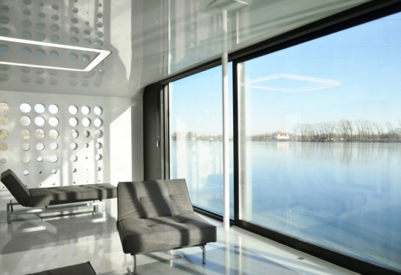 Futuristic house on the water