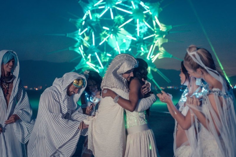 Futuristic wedding at Burning Man Festival