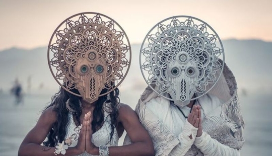 Futuristic wedding at Burning Man Festival