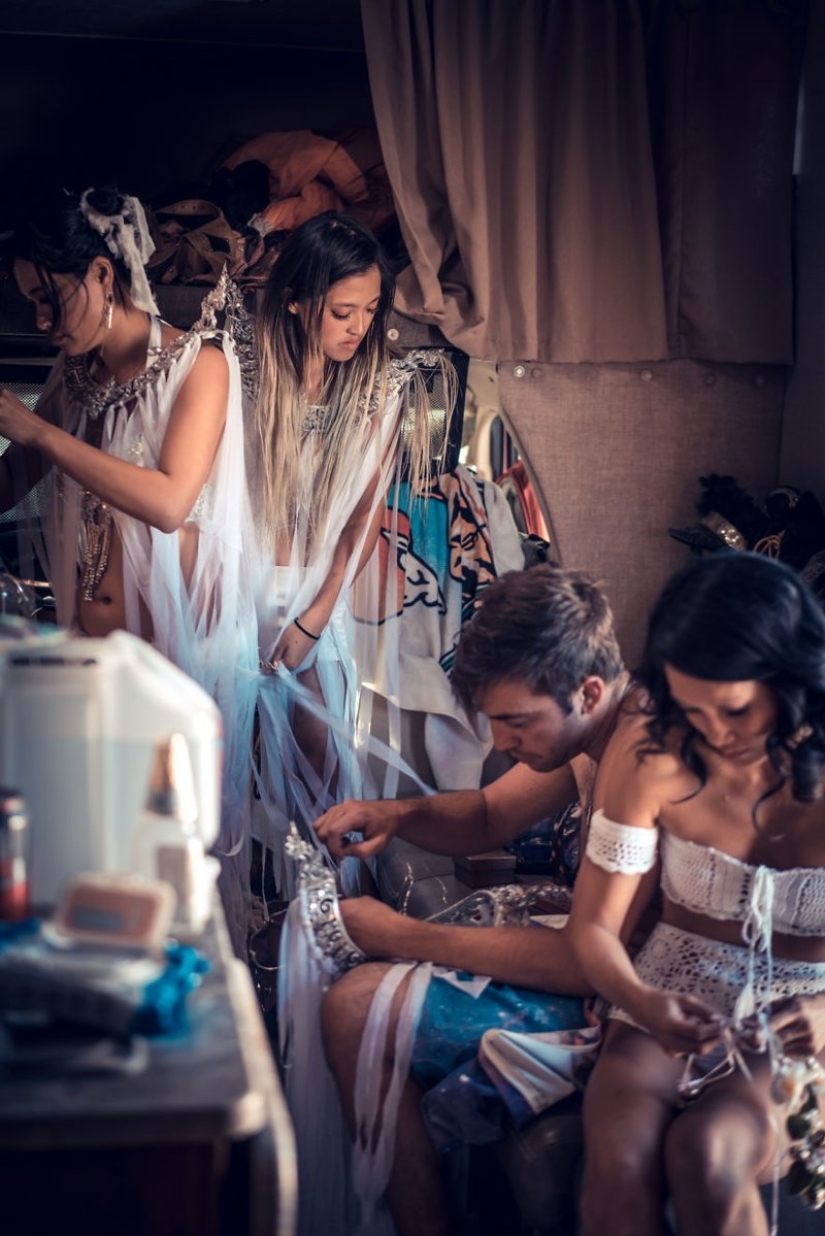 Futuristic wedding at Burning Man Festival