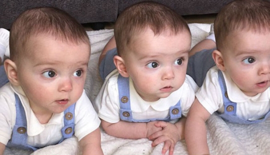 Genetic photocopy: British triplets who are distinguished only by their own mother