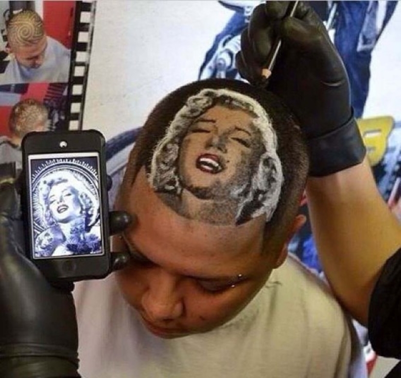 Hairdresser creates celebrity portraits on the heads of his clients