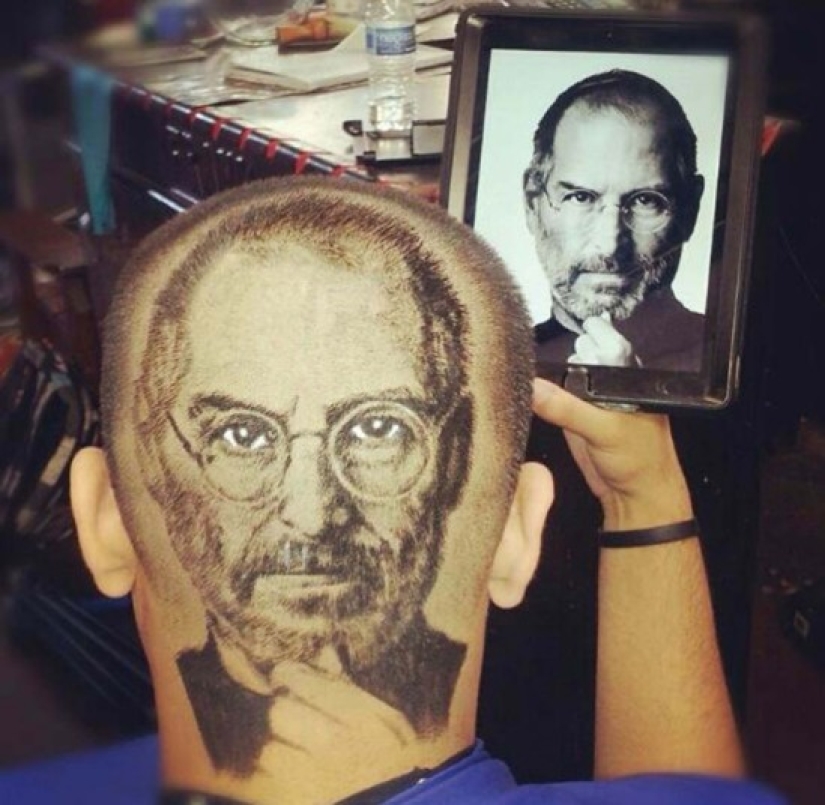 Hairdresser creates celebrity portraits on the heads of his clients