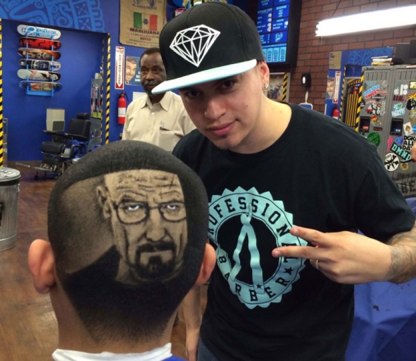 Hairdresser creates celebrity portraits on the heads of his clients