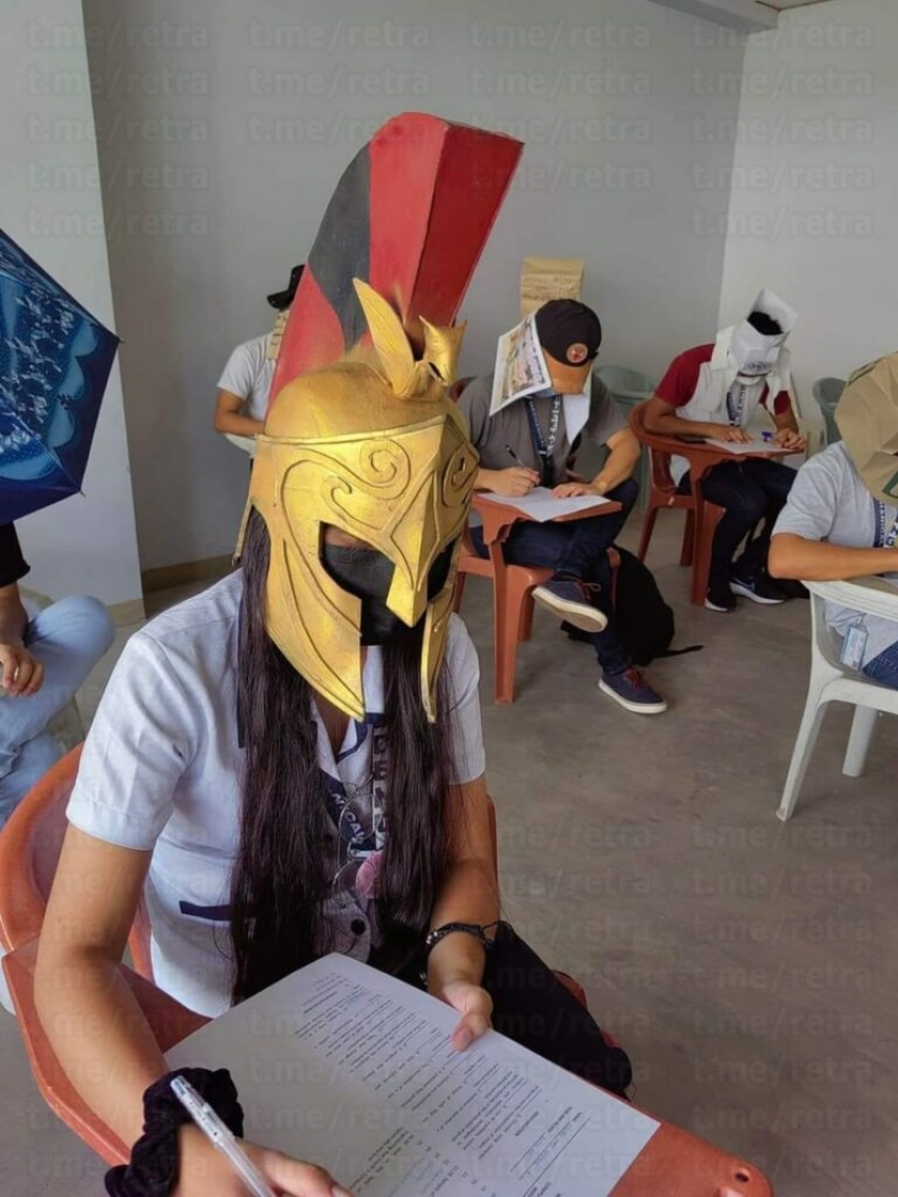 "Hats against cheating" Filipino students have conquered the Internet