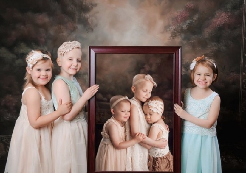 Having defeated cancer, the girls repeated the photo shoot taken at the beginning of the journey Having defeated cancer, the girls repeated the photo shoot taken at the beginning of the journey