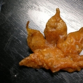 Hojas de arce en una freidora