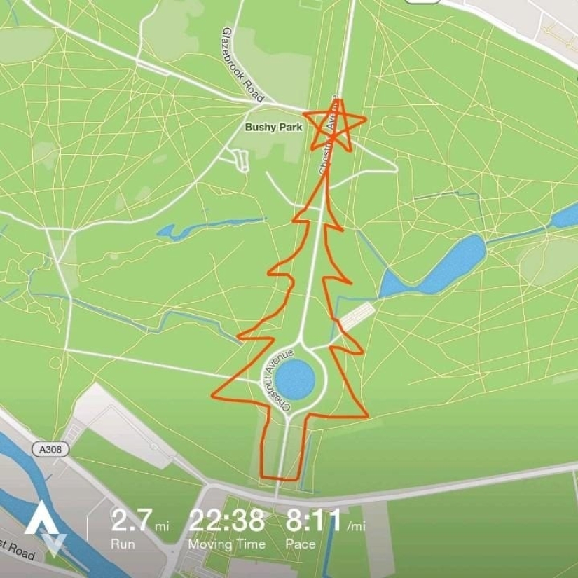 How to draw pictures for Christmas while running with a GPS tracker