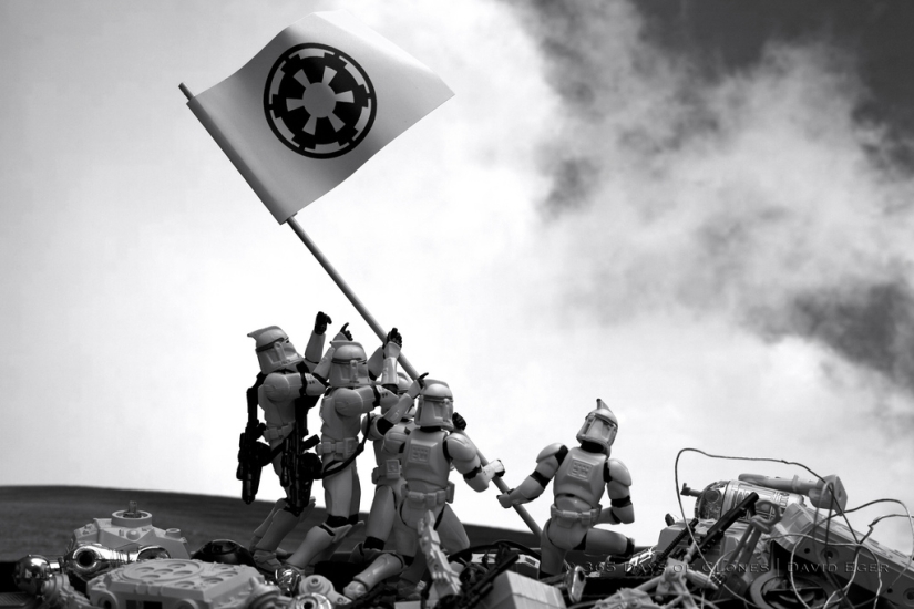 Iconic photos in the form of remakes with imperial stormtroopers