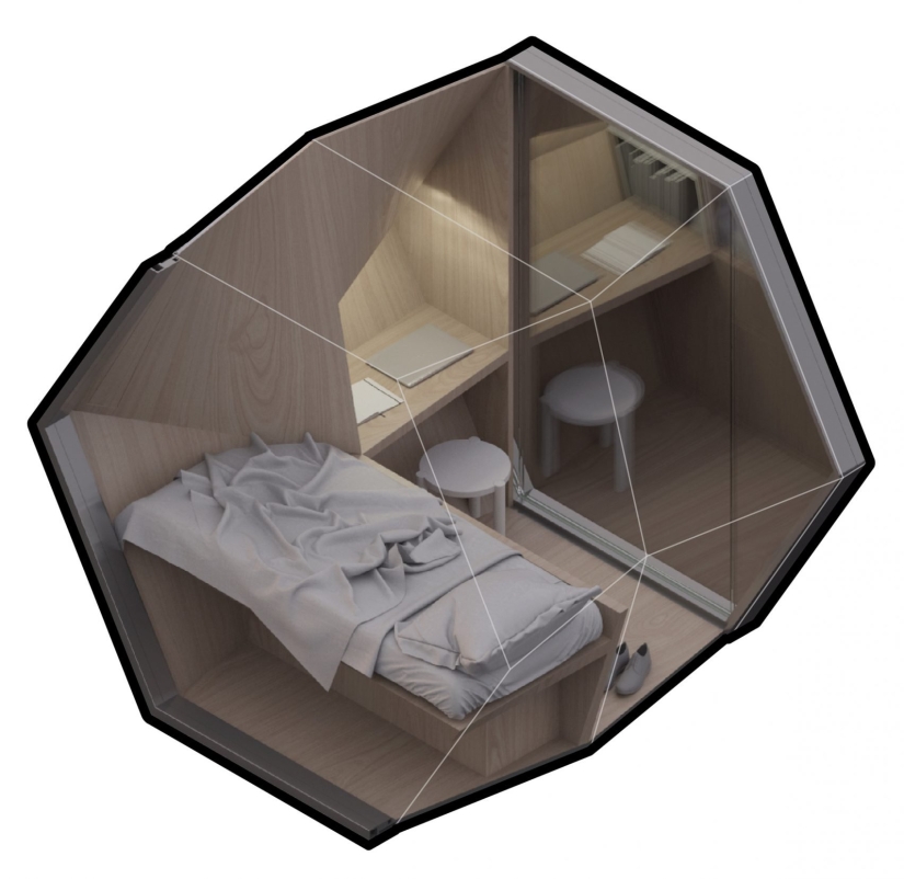 Idea: to settle the homeless of New York in stylish capsules on the walls of buildings