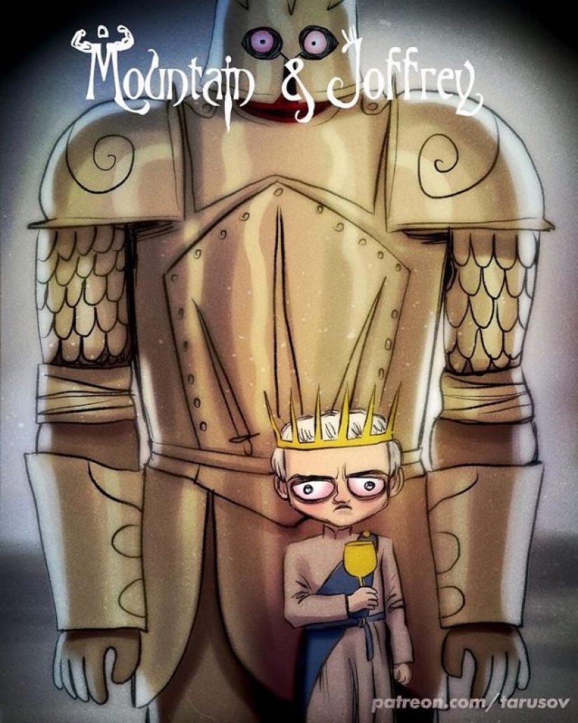 Illustrations for "Game of Thrones", made in the style of Tim Burton