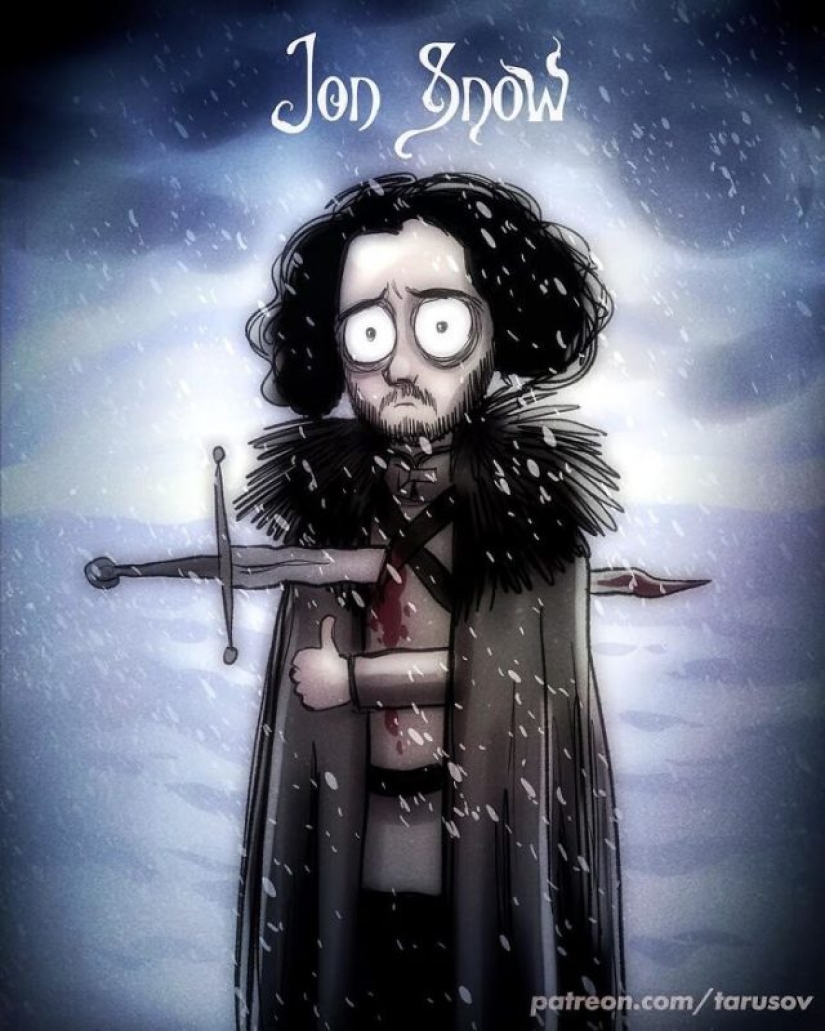 Ilustraciones para "Juego de Tronos", hechas al estilo de Tim Burton