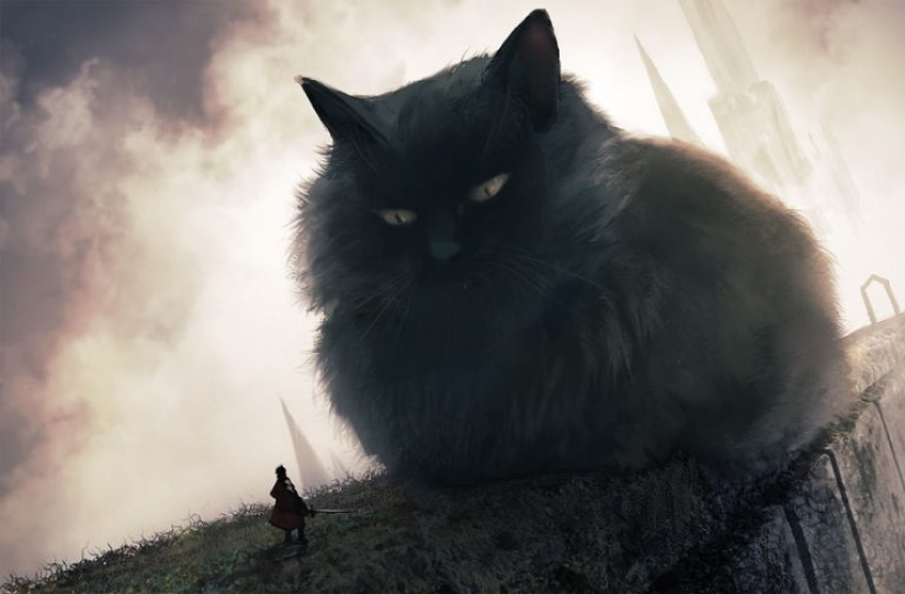 Ilustrador japonés imagina un mundo donde las personas viven entre animales gigantes