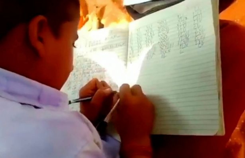 In an Indian school, all children write with both hands, although only 1% of the world's population can do it