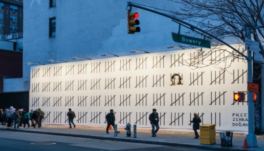 In his new work, Banksy supported an artist from Turkey who went to prison for a "radical" illustration