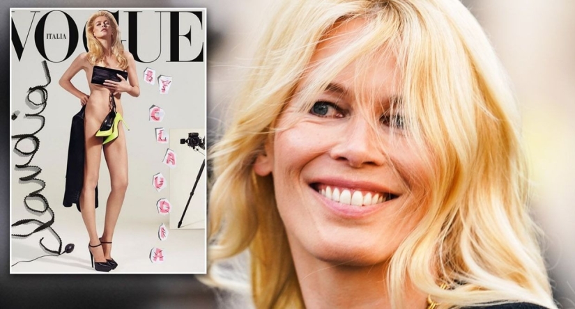 In the same place, at the same hour: Claudia Schiffer starred nude for Vogue magazine, as 25 years ago