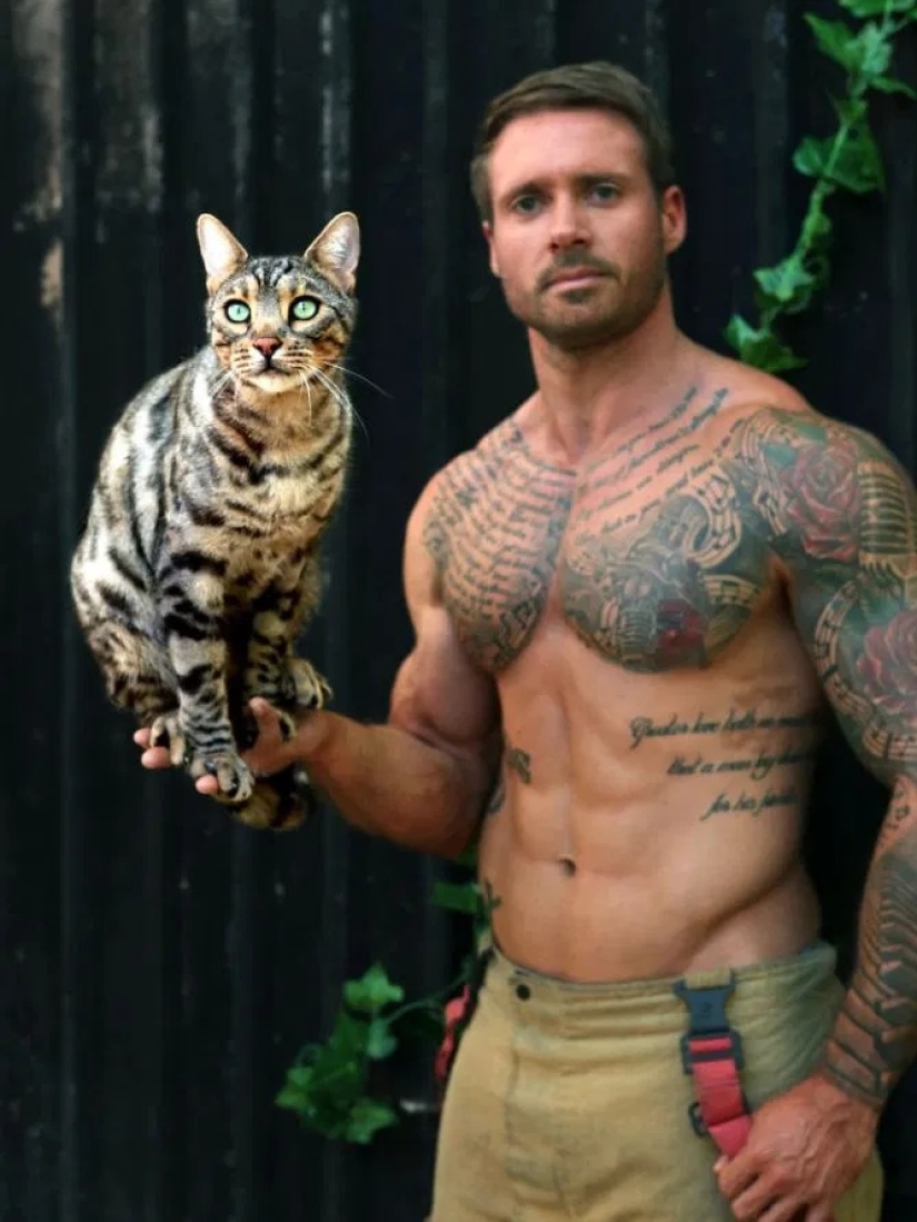 Incendiary photo shoot: hot Australian firefighters filmed with cute animals for calendar