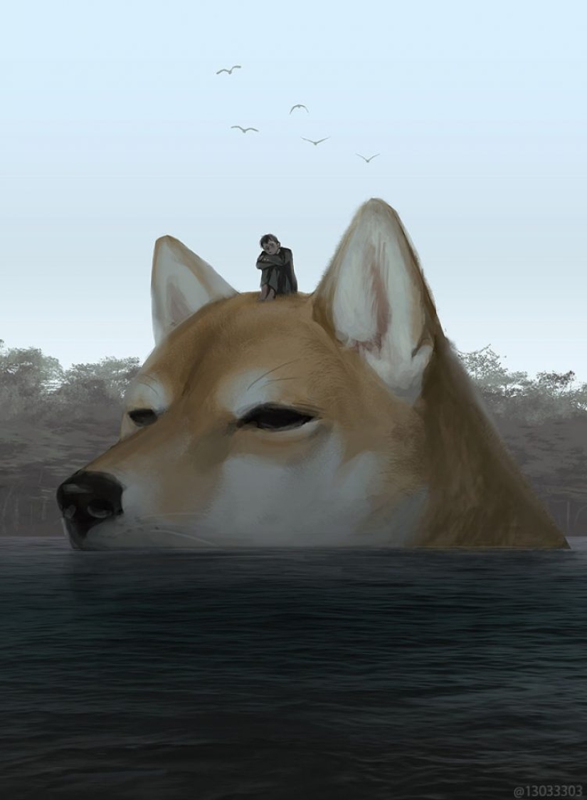 Japanese illustrator imagines a world where people live among giant animals