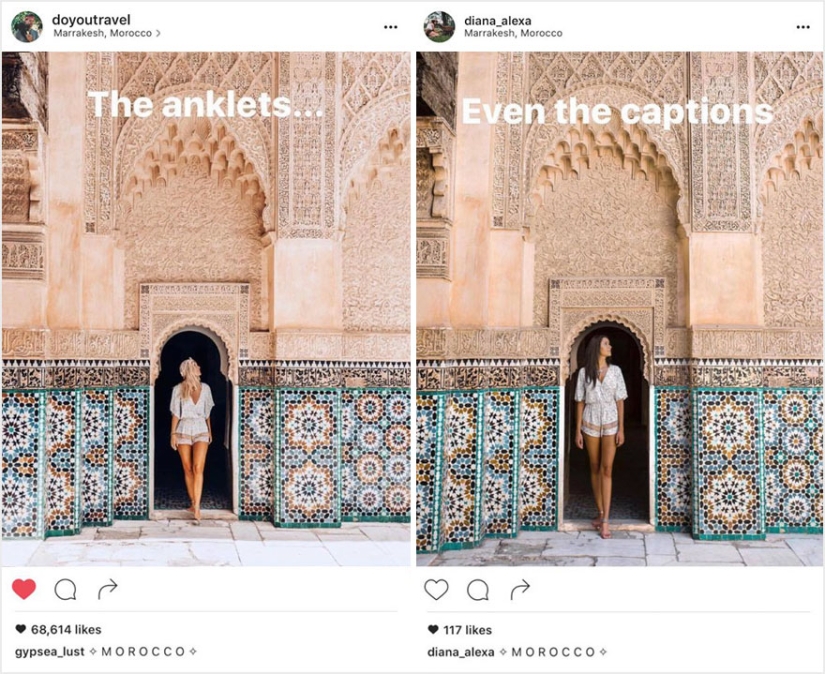 La pareja descubrió que alguien estaba copiando sus fotos exactamente de sus viajes a Instagram La pareja descubrió que alguien estaba copiando sus fotos exactamente de sus viajes a Instagram