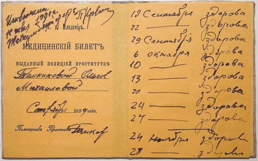 Ladies in yellow. Legalized prostitution in the Russian Empire