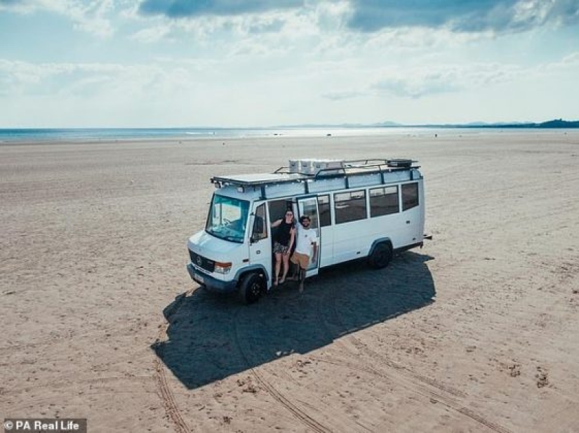 London-weary couple spend £15,500 converting outdated van into mobile home - and now work remotely three days a week to travel across the UK