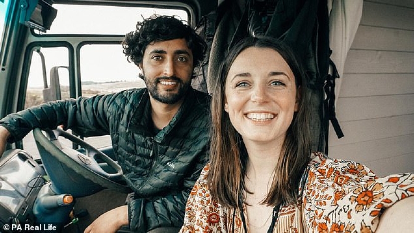 London-weary couple spend £15,500 converting outdated van into mobile home - and now work remotely three days a week to travel across the UK