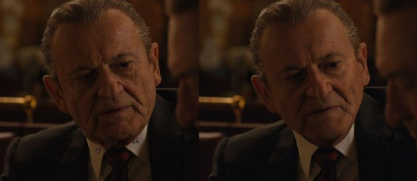 Los actores de la película "The Irishman" antes y después del rejuvenecimiento por computadora Los actores de la película "The Irishman" antes y después del rejuvenecimiento por computadora