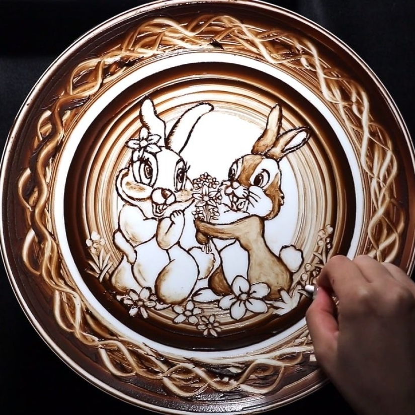 Los japoneses hacen de chocolate pinturas, y son hermosos